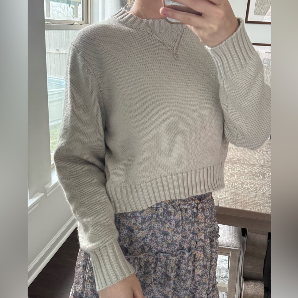 Women's Light Grey Crop Sweater - Picture 13 of 16